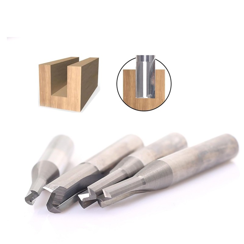 4pcs Straight Router Bits Set 1/4" Shank, Solid Carbide TCT