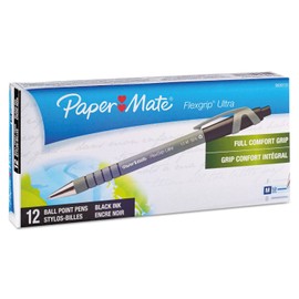 Paper Mate 9530131 FlexGrip Ultra Recycled Ballpoint Retractable Pen, Black Ink, Medium, Dozen