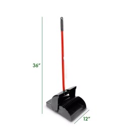 Indoor Outdoor 36 in. Tall 12 in. Wide Lobby Dustpan with Closed Lid, Steel Hand