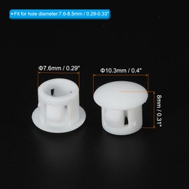 PATIKIL Hole Plugs Plastic, 50 Pcs 8mm(5/16") Screw Bumper Hole Plug Flush Snap Type Round Hole Cover Caps for Round Holes Cabinet Furniture Kitchen, White