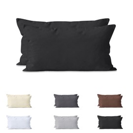 Hometex Premium Textiles Set of 2 Cushion Covers Cotton Jersey Double Pack Pillowcases Approx. 160 g/m² Oeko-Tex® Standard 100 Cushion Cover with Zip 40 x 80 cm Black