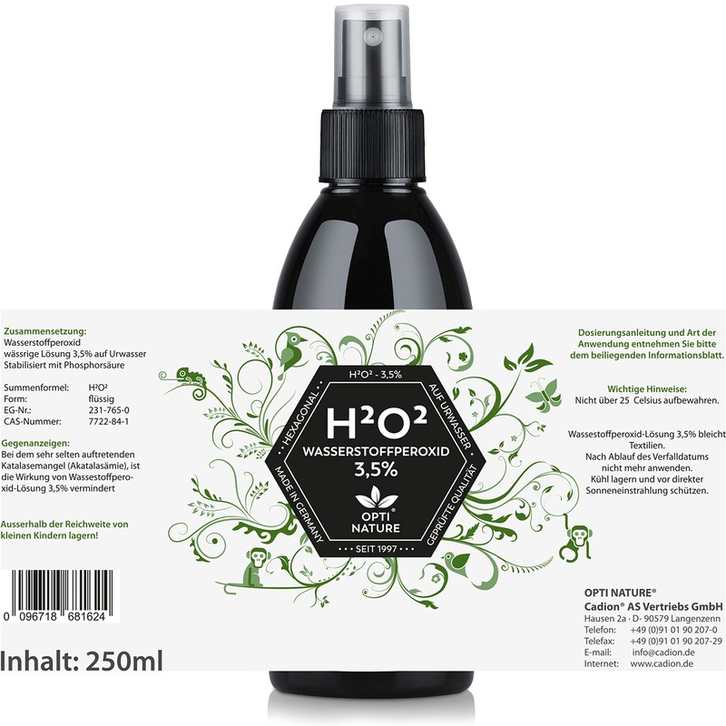 Hydrogen Peroxide 3.5% H2O2 Structured Hexagonal Primal Water (250)-5000 ml,