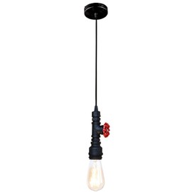 PYXEL STUDIO Quality Home Lighting Black Steam Punk Stop Tap Pendant Light Ceiling Lamp E27 Copper Pipe Ceiling Lamp for Christmas Party, House, Café, Bar and Loft Decoration