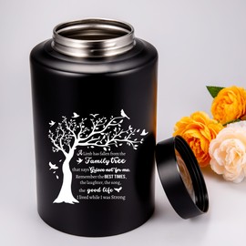 220 lbs Large Keepsake Urns for Adult Male Female Ashes Black Family Tree Decorative Funeral Memorial Urn Burial Container for Human Remains with Velvet Bag
