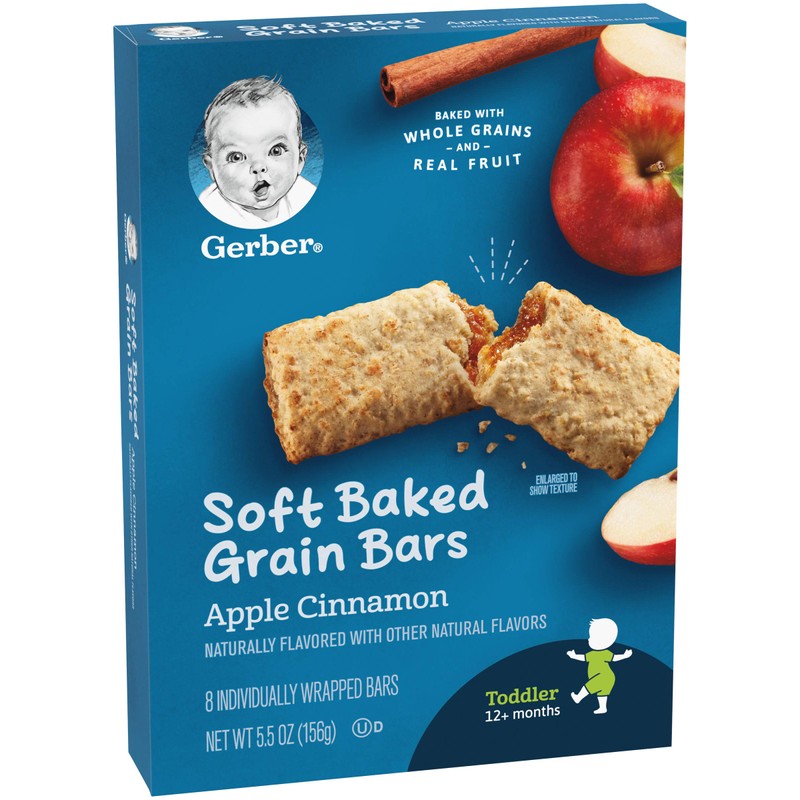 Gerber Soft Baked Grain Bars, Apple Cinnamon, 8 Individually Wrapped