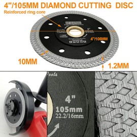 DT-DIATOOL Diamond Tile Blade 4 Inch Diamond Turbo X Mesh Rim Segement Circular Saw Blade for Procelain Ceramic Stoneware Marble Granite Fits 5/8"-7/8" Arbor