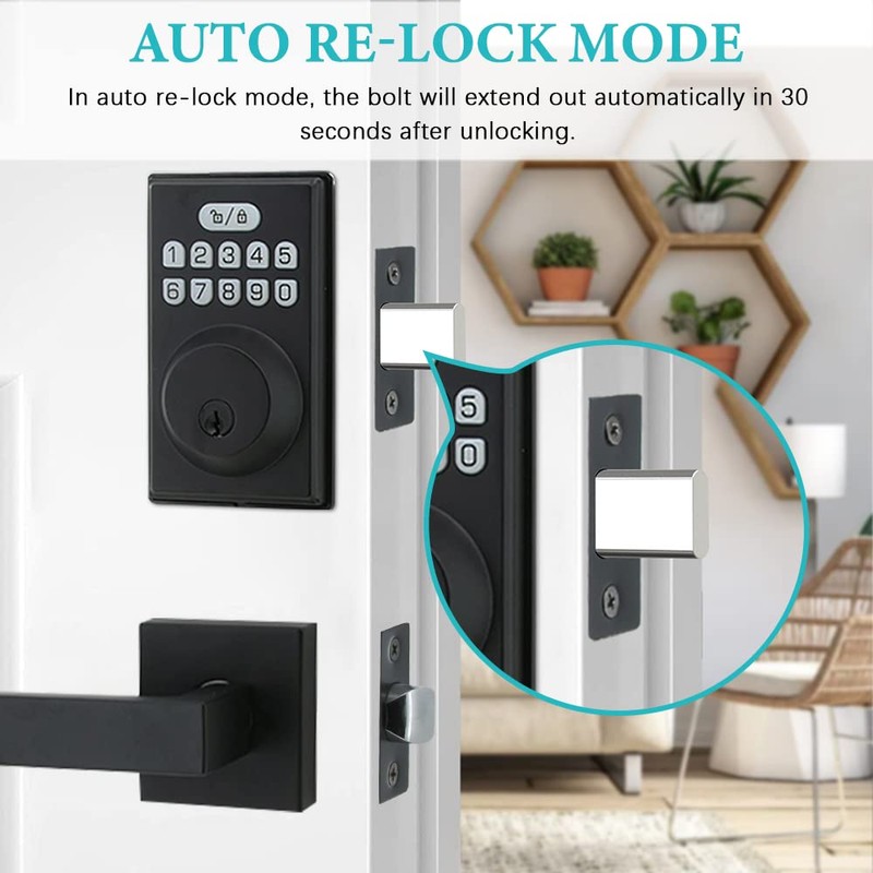Keyless Entry Door Lock with 2 Handles, Electronic Keypad Deadbolt