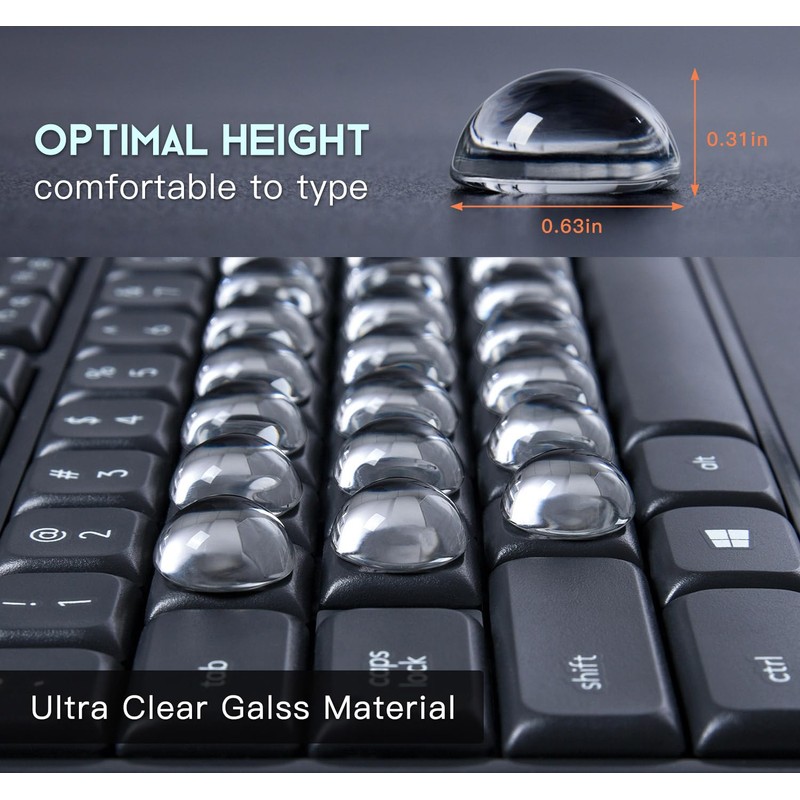 Keyboard Stickers for Long Nails - Clear Glass Long Nail