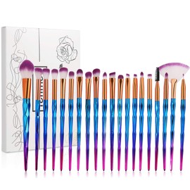 Tenmon Makeup Brushes 20 pcs Unicorn Makeup Brush Set Premium Synthetic Foundation Brush Blending Eyeshadow Blush Concealer Cosmetic Brushes Make Up Brushes Kit for Valentines Day Gifts (Blue)