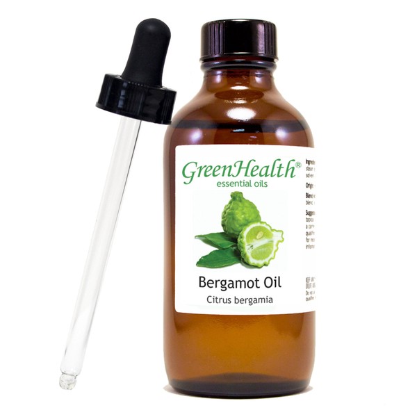 Bergamot Essential Oil - 4 fl oz (118 ml) Glass Bottle w/Glass Dropper – 100% Pure Essential Oil - GreenHealth
