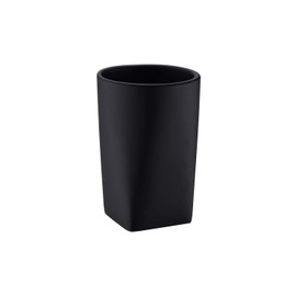 Resin Bathroom Tumbler Cup .Bathroom Cup Holder with Modern Design for Bathroom or Office.JINCROP Holding Toothbrushes, Make-up Brushes Cup.(Matte Black)
