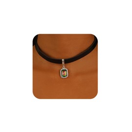 Chargances Vintage Black Velvet Leather Short Choker Gothic Colorful Crystal Rhinestone Pendant Necklace Prom Gift Jewelry for Women and Girls, open size, Rhinestone, Crystal