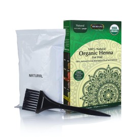 HEMANI Organic Hair Henna 3.5 OZ (100g) 100% Natural - Applicator Brush + Gloves Included (Natural)