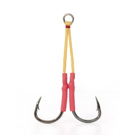 BLUEWING 5pcs Twin Assist Hooks with Kevlar String Stainless Steel with Solid Ring for Freshwater Saltwater Fishing, Size 9/0