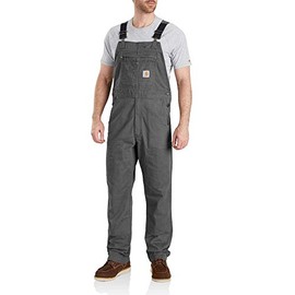 Carhartt mens Rugged Flex Relaxed Fit Canvas Bib (Big & Tall) Overalls, Gravel, 46W x 32L US