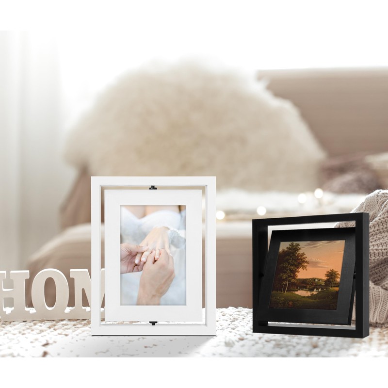 Gdfmsc 4x4 Rotating Picture Frame 2 Pack, Two-sided Viewing Display