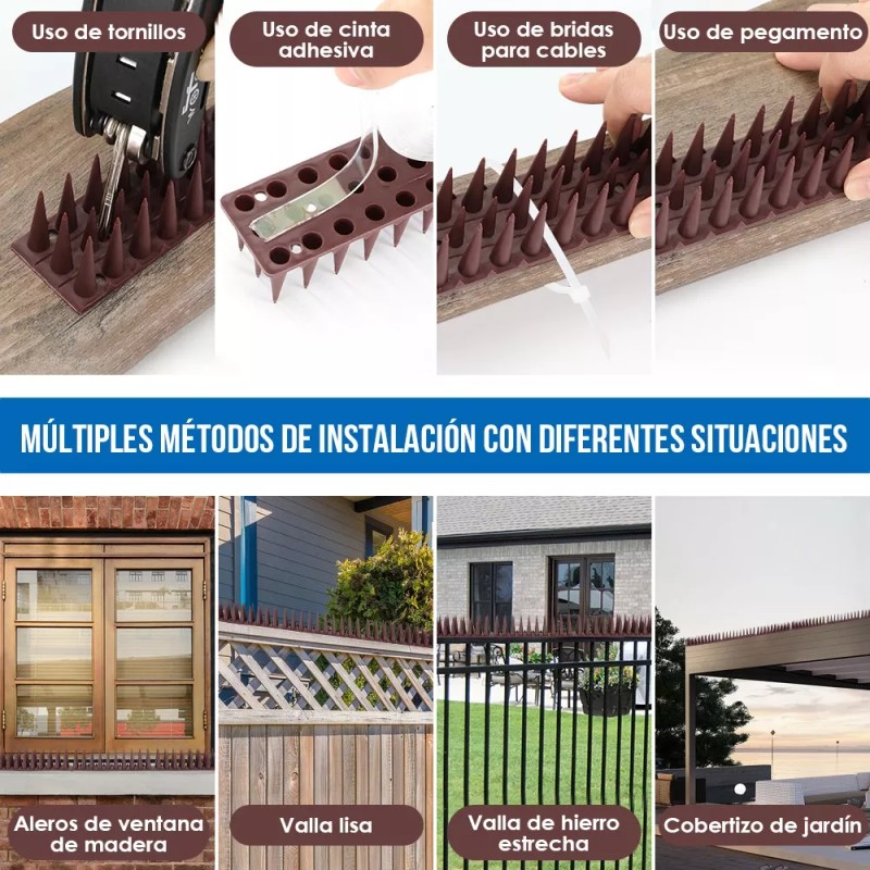 HomeChi 4.3m / 12pcs Picos Anti Paloma Pájaro De Plástico