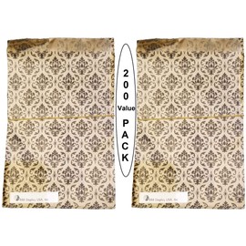 200 pcs Damask Paper Gift Bags Shopping Sales Tote Bags Brown with Black Damask Design (8 1/2" x 11") by 888 Display USA