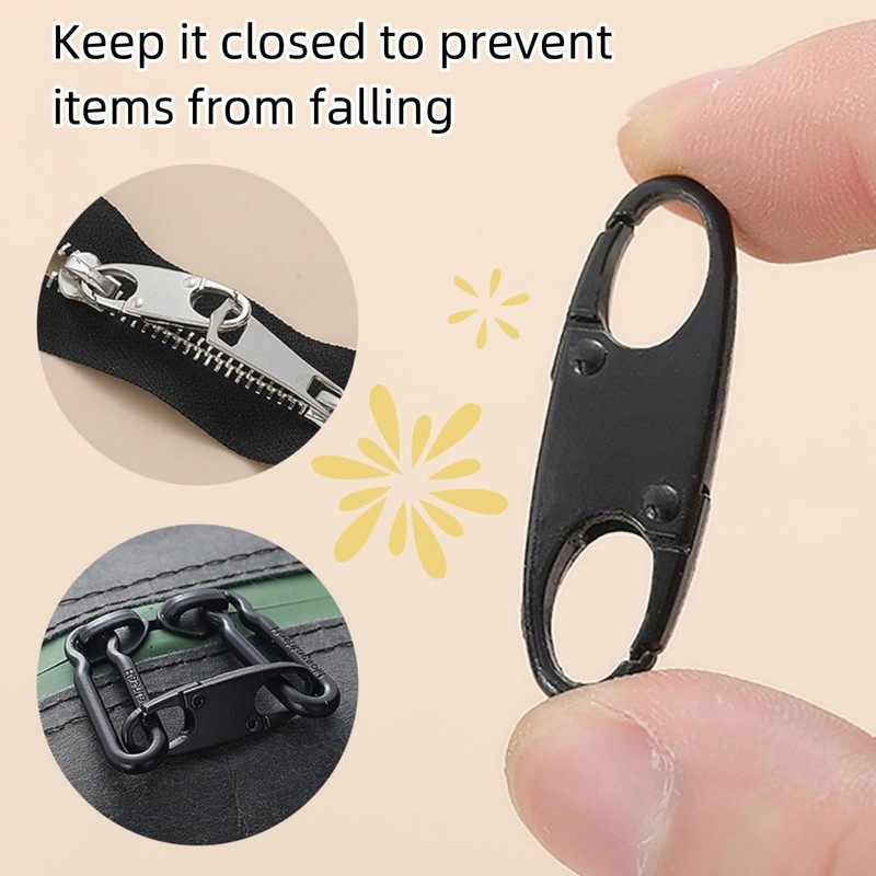 6PCS Stainless SteelsTheft Deterrent Zipper Clip - Anti Theft Zipper