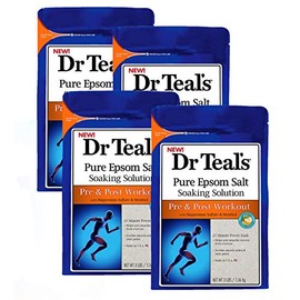 Dr Teal's Epsom Salt 4-pack (12 lbs Total) Pre & Post Workout with Magnesium Sulfate and Menthol