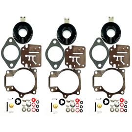 Carburetor Rebuild Kit with Float for Johnson Evinrude 396701 392061 398729 18 20 25 28 30 35 40 45 48 50 55 60 65 70 75 HP Outboard Motors Replaces Sierra 18-7222 18-7042 Mallory 9-37107 (3)