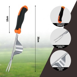 massway Weeder Stainless Steel, Pack of 2 Root Weeder with Handle, Garden Hand Weeder Manual Weeder for Digging, Weeding, Transplanting, Uprooting, Gift for Gardeners Gardeners