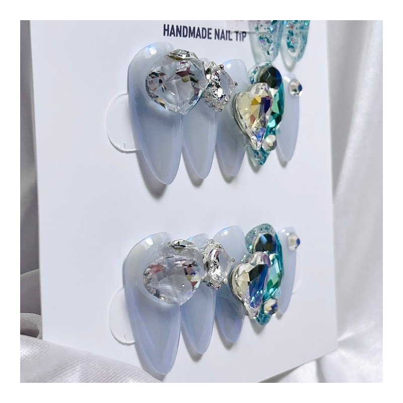 Emerald Princess Aurora handmade nail tips - short ballerina /