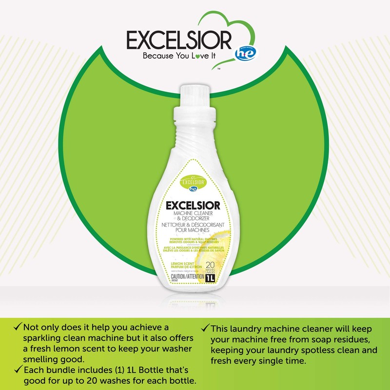 Excelsior HE Washing Machine Cleaner and Deodorizer, Removes Odors &