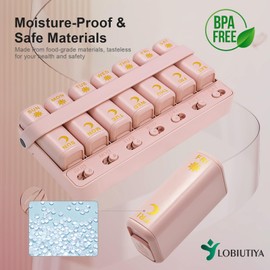 LOBIUTIYA Organizador semanal de píldoras 2 veces al día, organizador de píldoras de viaje AM PM 7 días para suplemento de medicina vitamínica, aceite de pescado, rosa dos veces al día, caja de