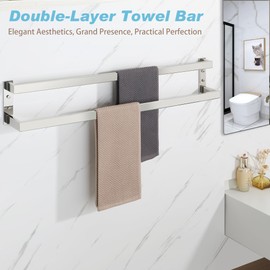 Alise Double Towel Bar, 32" Towel Racks for Bathroom Wall Mounted SUS304 Stainless Steel, Quick Drying Bathroom Towel Holder, Long Heavy Duty Towel Hanger, Polished Chrome