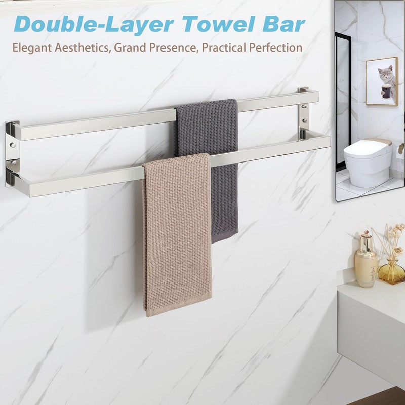 Alise Double Towel Bar, 32" Towel Racks for Bathroom Wall