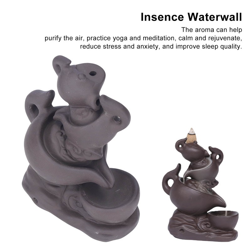 Insence Waterwall Antique Purple Sand Auspicious Cloud Teapot Backflow Sandalwood
