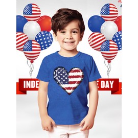 Boys 4th of July Shirt Girls Red White and Blue Patriotic American Flag Graphic Kids USA Independence Day Outfit 1-7 Years