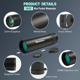 10x32 Monocular Telescope for Adults Handheld Telescope for Concert,Matches