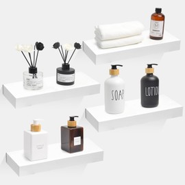 EKET White Floating Shelves for Wall, 15.7 x 5.9 x 1.5 inch Wall Shelves for Bedroom, Living Room, Kitchen and Home Decor (Set of 4)