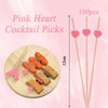 Mxlfdc Wooden Heart Cocktail Decorations, 100 PCS Pink Heart Sticks