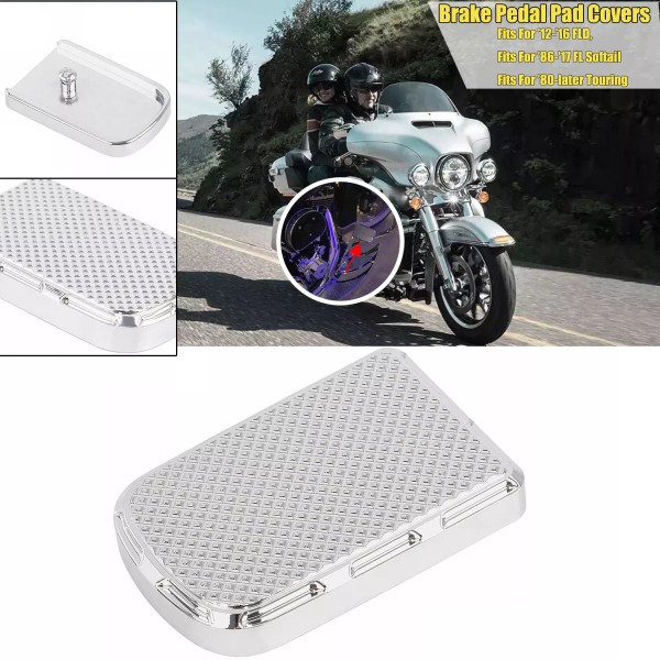 Unbranded Brake Pedal Pad Cover Chrome For Harley Street Tour