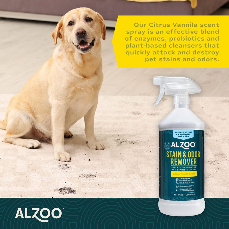 ALZOO Stain & Odor Remover, Quickly Lifts & Dissolves Pet