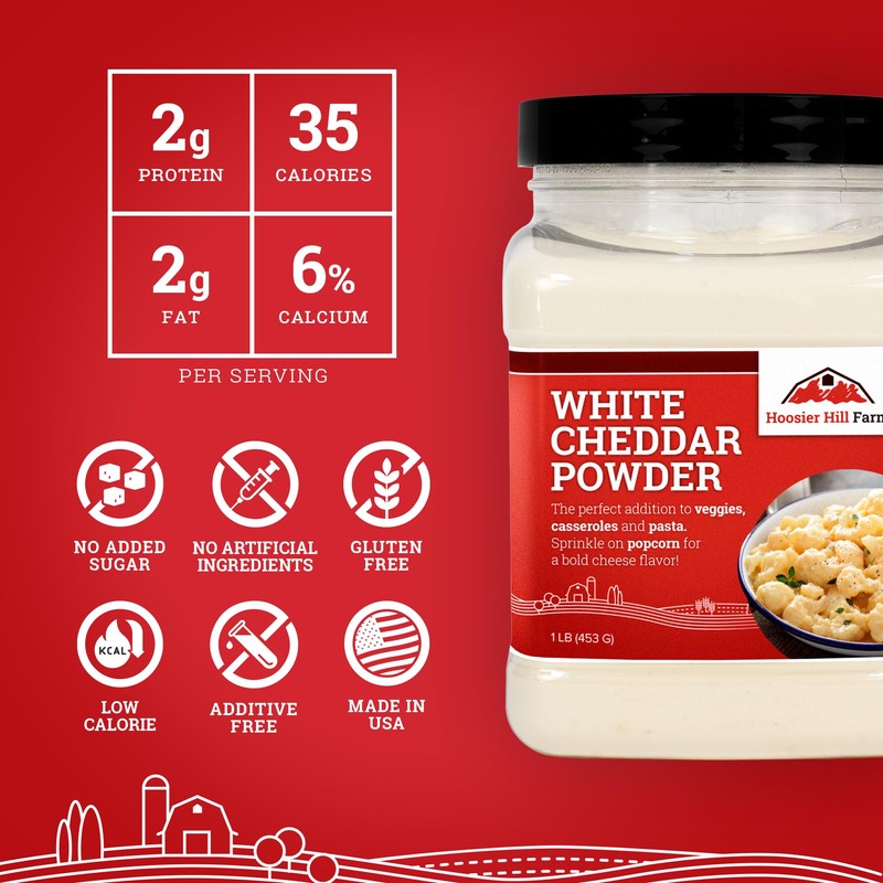 Hoosier Hill Farm White Cheddar Cheese Powder, 1LB (Pack of