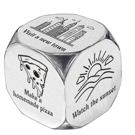 UNICRAFTALE Weekend Activity Dice 1 Set Stainless Steel Daily Activity Deciding Dice Gift Leisure Entertainment Dice Band Pull Out Box 16x16x16mm Women Men
