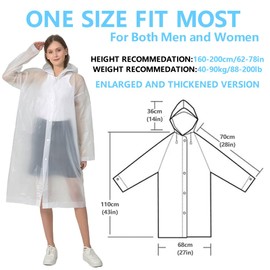 2 Pack of Rain Poncho Raincoats for Women & Men,EVA Portable Reusable Waterproof Ponchos with Drawstring Hood and Elastic Cuff for Festival,Camping,Hiking Travel,Amusement Parks (Standard, White)