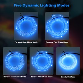 JIGUOOR 5-Mode Chasing LED Strip Lights, Upgraded Interior EL Wire, Neon Light Car Accessories for Illuminated Center Console and Dashboard with 6mm Sewing Edge(16.4ft/5m, Blue)