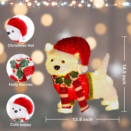 Lighted Christmas Decorations Pre-Lit Christmas Dog Decor with LED Warm Lights Outdoor Lighted Holiday Displays Light up Christmas Decorations for Indoor Outdoor Yard Lawn Garden