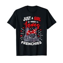 Just A Girl who loves Frenchies French Bulldog Womens Gift T-Shirt