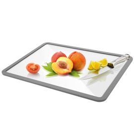 IDekooror Cutting Board, Tempered Glass Cutting Board for Kitchen Counter, Chopping Board with Non-Slip Silicone Edges, Heat Resistant, Dishwasher Safe, Kitchen Decoration (16"L x 12"W)