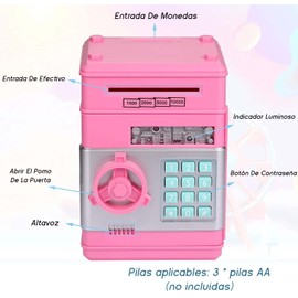 JIUS@FF Jarra De Dinero Electrónico De Juguete, Caja Fuerte para Niños, Cajero Automático, Regalo De Cumpleaños De Navidad para Niños Y Niñas, Regalo De Navidad (Rosa)