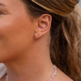 PURELEI® Rose Quartz Earrings (gold) – 18K Gold plated stainless steel jewelry – Water-resistant earrings for women – 0.17 inch pearl – Fashion jewelry for your individual look