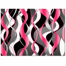 5' x 7' Area Rug, Pink Black Grey Non-Skid Rubber Backing Large Rectangle Rugs - Living Room Bedroom Home Office Modern Moire Geometric Abstract Art Indoor Floor Mat Carpets