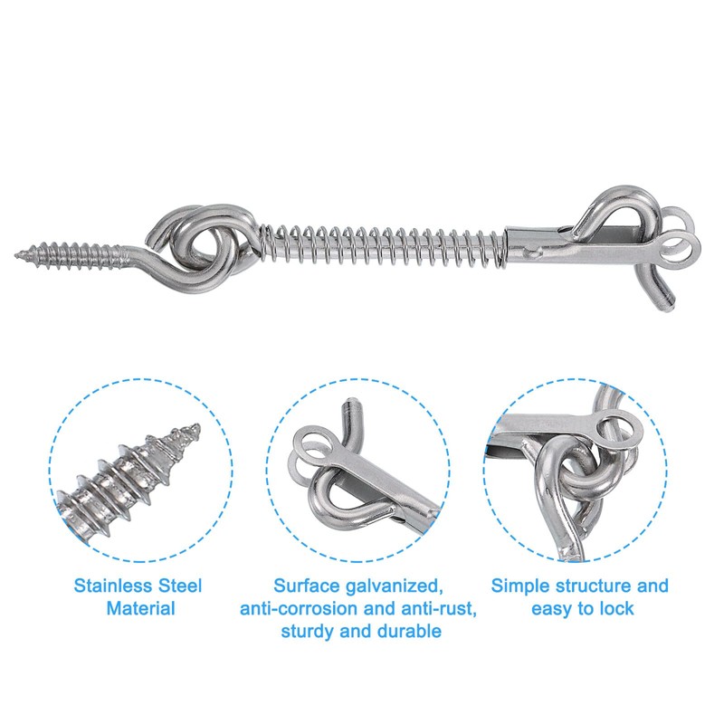 sourcing map 4Pcs Safety Hook and Eye Latch, 3" Stainless
