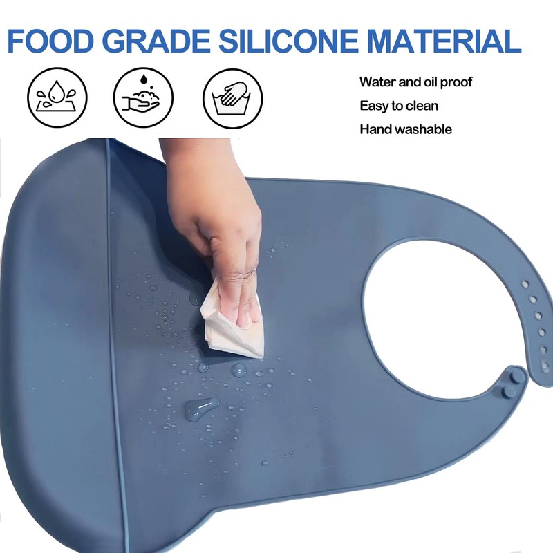 Tiwerlfe Silicone Adult Bib, Adjustable and Washable Bib for Men